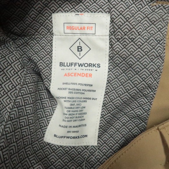 Bluffworks Pants Mens 38x28 Khaki Tan Ascender Regular Fit Chino Straight Travel - Picture 5 of 12